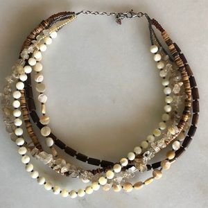 Chic multi-bead 5 strand natural necklace